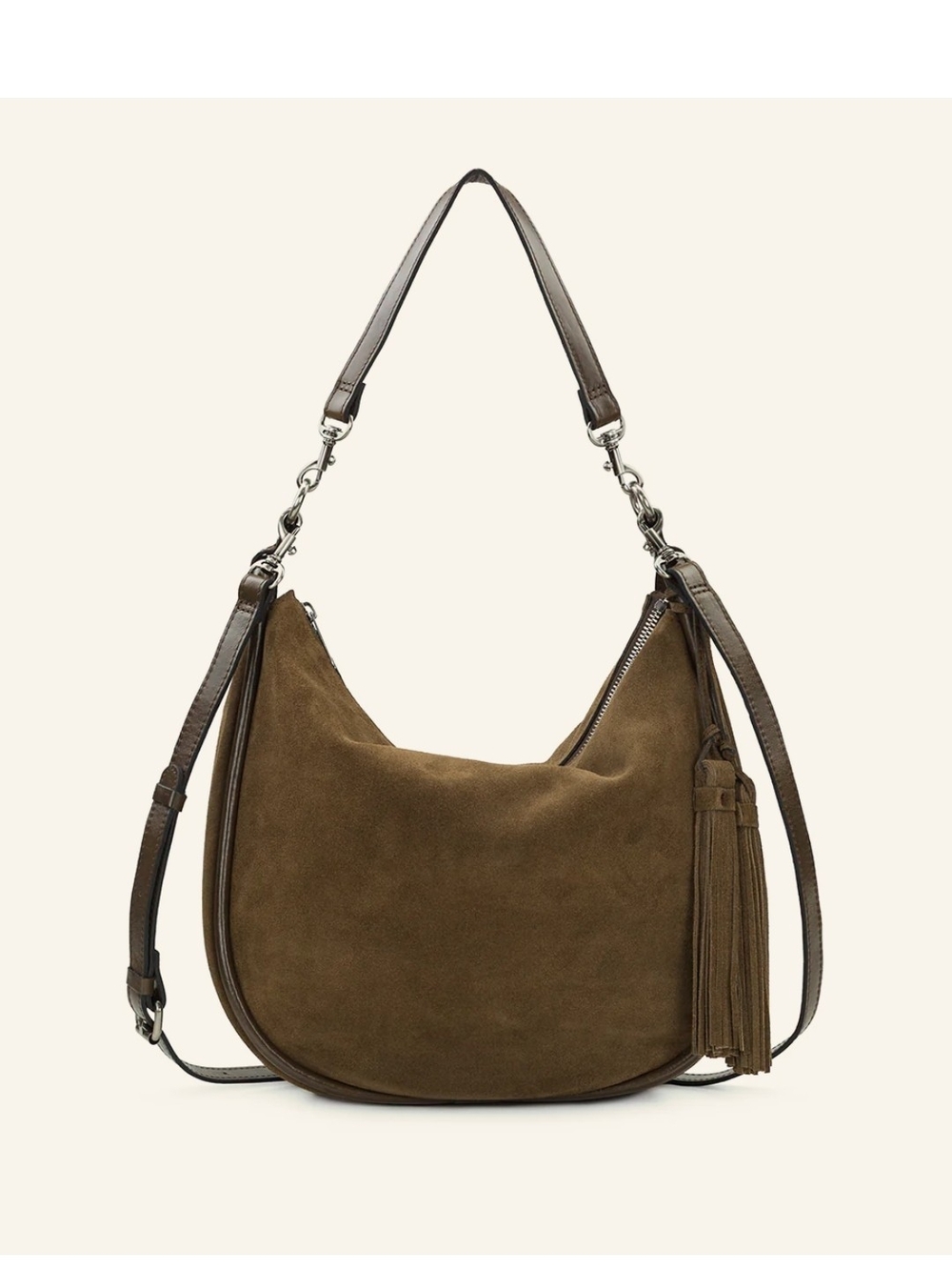 Patricia Nash Mushroom Brown Suede Hobo with Tassel
